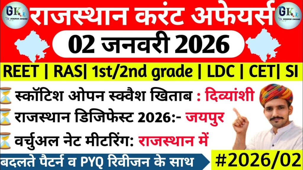 2 January Rajasthan Current Affairs 2026| RPSC, RSSB